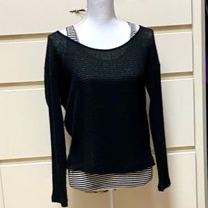 Splendid two piece set black/white sweater tank XS